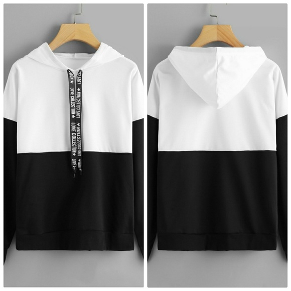 Tops - Black & White Color Block Hoodie